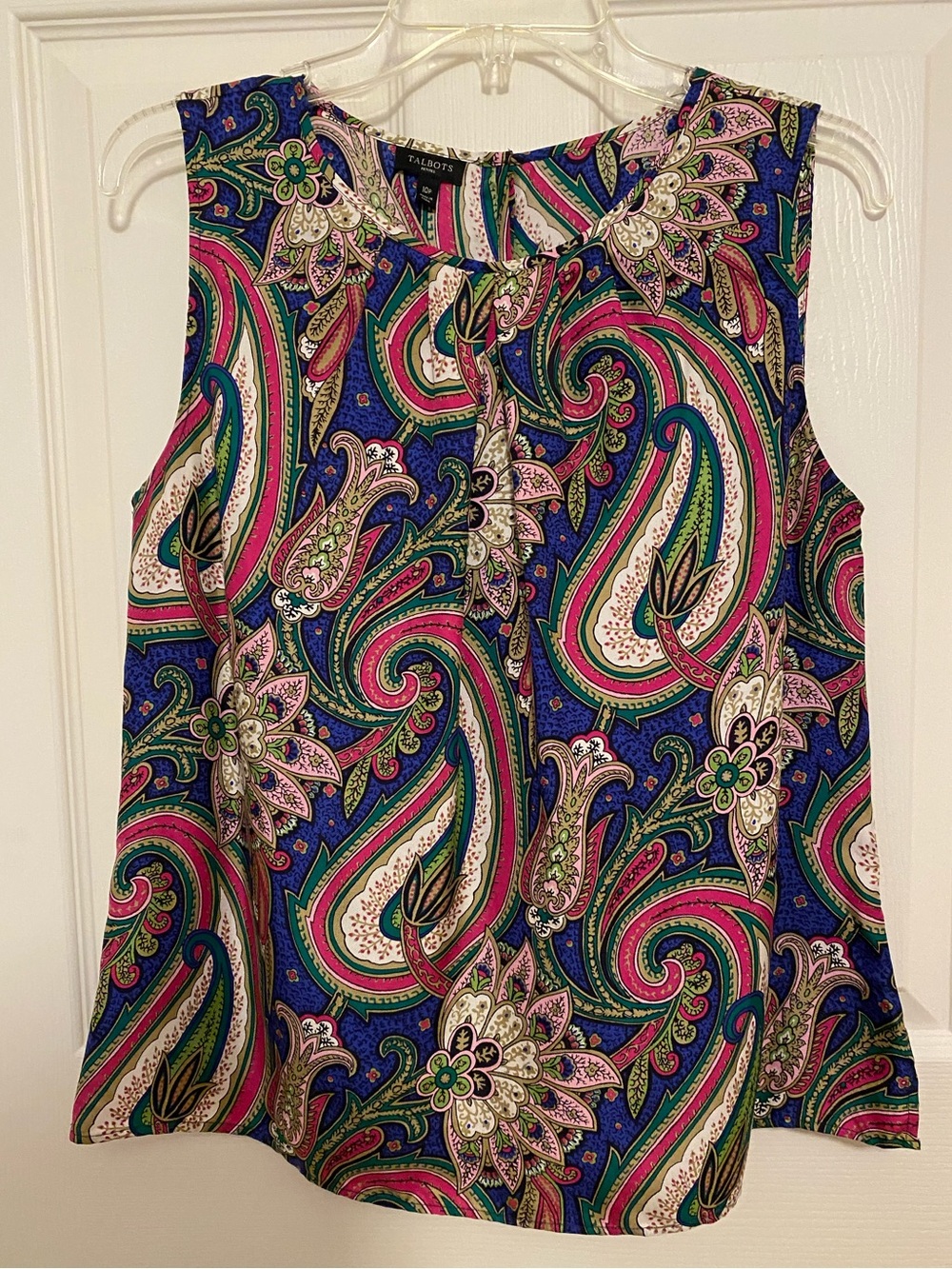 Talbots 10P Multicolor Paisley 100% Silk Woven Sleeveless Blouse